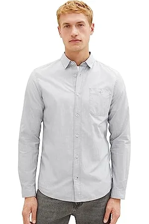TOM TAILOR Herren 1037442 Slim Fit Hemd mit feinen Streifen aus Baumwolle, 32292-off White Navy Dobby Structure, XL