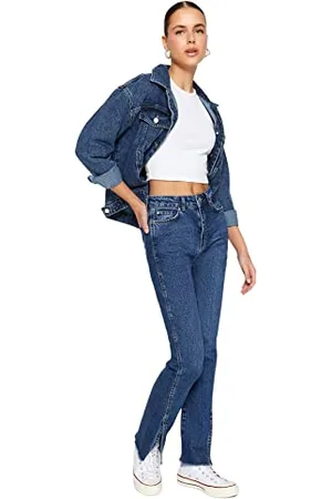 Trendyol Damen Herren Hoher Bund Flared Jeans, , 38 EU