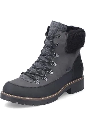 Rieker Damen Schnürstiefeletten Y9101, Frauen Stiefeletten, wasserabweisend, TEX,schnürboots,Winterstiefeletten,grau Kombi (45),36 EU / 3.5 UK