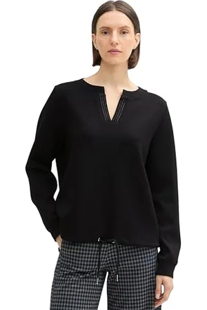 TOM TAILOR Damen Sweatshirt mit V-Ausschnitt, , XS