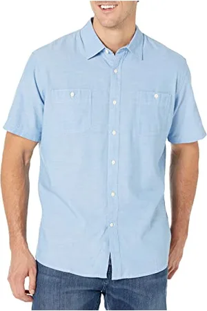 Amazon Herren Chambray-Hemd mit kurzen Ärmeln in normaler Passform, , XL