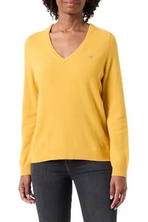GANT Damen Extrafine Lambswool V-Neck Pullover, , 36