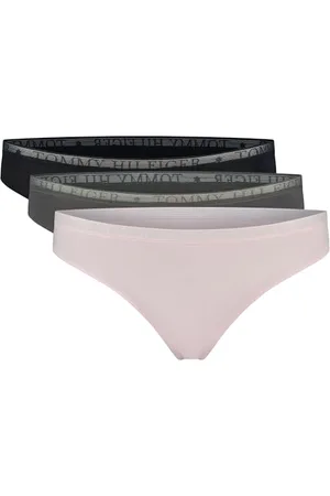 Tommy Hilfiger Damen 3er Pack Strings Lace Thong Tangas, Mehrfarbig (Pearly Pink/Dark Ash/Des Sky), L