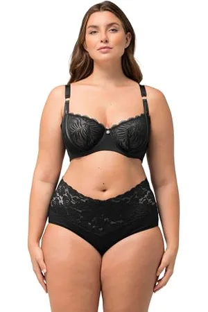 Ulla Popken Damen, große Größen, Bügel-BH, Spitze, Mesh, Geteilte Träger, Cup C - E