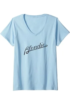 Blond Amsterdam Damen Script Logo Vintage Band T-Shirt mit V-Ausschnitt