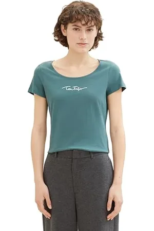 TOM TAILOR Damen Basic T-Shirt mit Logo-Print, , XXXL