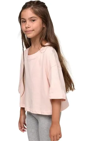Urban classics Mädchen T-Shirt Girls Short Kimono Tee, Oversized Crop T-Shirt für Mädchen, pink, 122/128