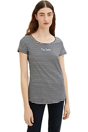 TOM TAILOR Damen 1036192 Basic T-Shirt mit Schriftzug, , L