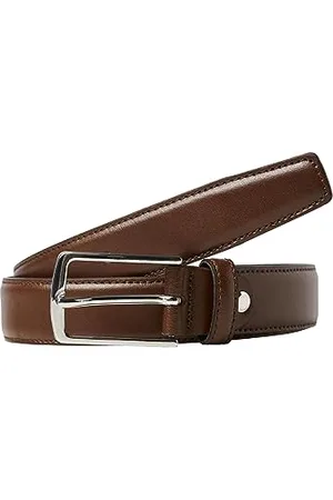 JACK & JONES Herren Legerer Echtleder Gürtel | Klassischer Leather Belt | mit Löcher JACCHRISTOPHER, Farben:Braun, Größe Gürtel:80