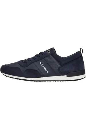 Tommy Hilfiger ICONIC LEATHER SUEDE MIX RUNNER Runner Sneaker Herren, Blau (MIDNIGHT), 46 EU