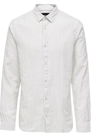 Only & Sons Herren Leinen Hemd ONSCaiden Stripe Langarm gestreift 22026601 M