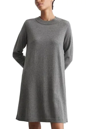 Marc O’ Polo Marc OߴPolo Denim Damen Strickkleid mit Rundhalsausschnitt A-Shape, Grau , XXL
