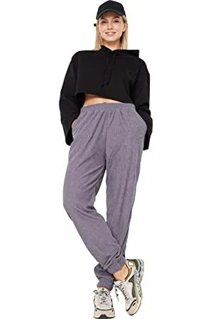Trendyol Damen Herren Mittlerer Bund Loose Jogger Jogginghose Sweatpants, Grau, M EU