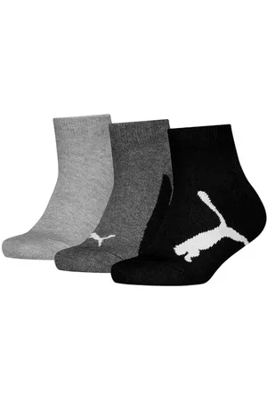 PUMA Unisex Kids BWT Recycled Cotton Quarter Sock, White/Grey/Black, 23/26 (3er Pack)