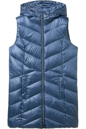 TOM TAILOR Damen 1041490 Lange Steppweste mit Kapuze, 26779-Nighttime Blue, L