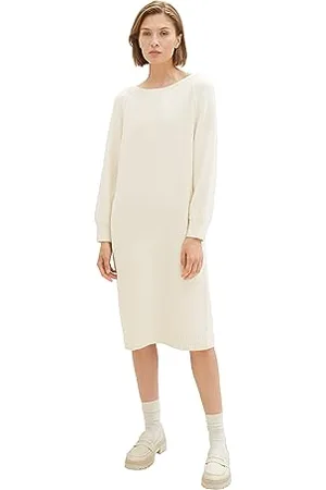 TOM TAILOR Damen 1038722 Strickkleid mit Raglanärmel, 10354-Soft Beige Solid, 36