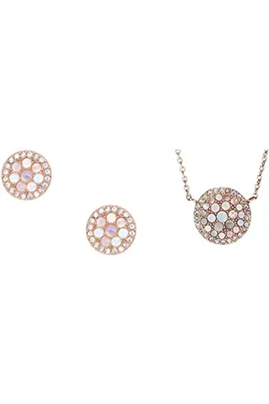Fossil Damen-Ohrstecker Edelstahl JF02906791 + Damen Halskette pearl disc