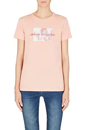Armani Exchange Damen Normale Passform, quadratisches Logo, Blumendruck. T-Shirt, , L