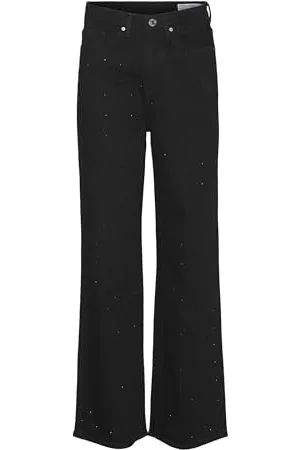 VERO MODA Damen VMTESSA HR Wide RHINES RA118 GA Weite Jeans, Black, 31W x 34L