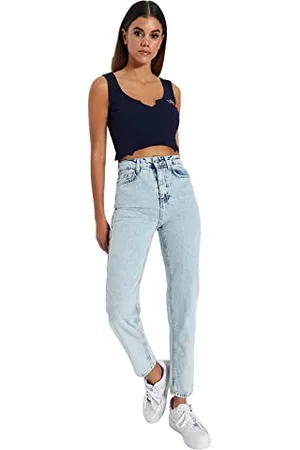 Trendyol Damen Gerade Mama Hohe Taille Jeans, , 32