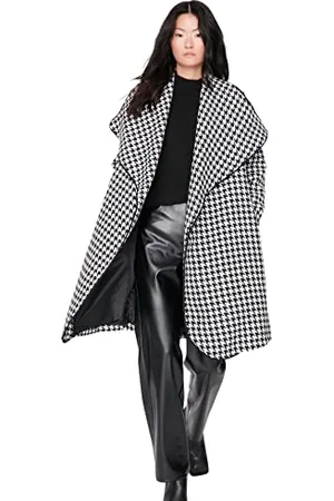 Trendyol Damen Damen Regular Morgenmantel Houndstooth Pattern Webstoff Mantel Coat, , 34 EU