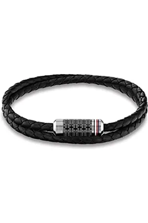 Tommy Hilfiger Jewelry Armband für Herren mit Schwarzem Geflochtenem Leder in Doppelschlaufe - 2790327
