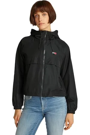 Tommy Hilfiger Damen Windbreaker Jacke Essential mit Kapuze, Schwarz (Black), S