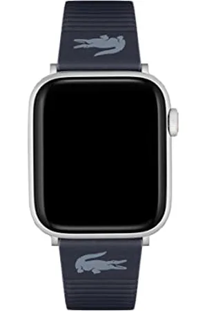 Lacoste Apple Watch Armband für Herren und Damen aus Marineblauem Leder mit Geprägten Streifen - 2050030