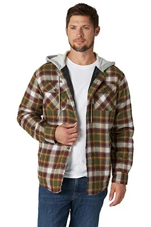 Wrangler Herren Long Sleeve Quilted Lined Flannel Shirt Jacket with Hood Hemd mit Button-Down-Kragen, , XXL