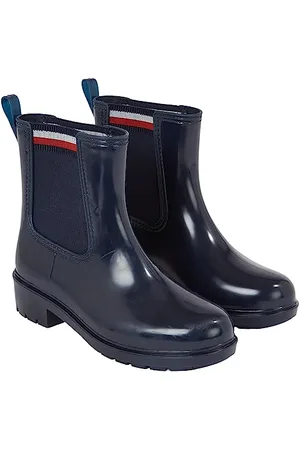Tommy Hilfiger Damen Gummistiefel Corporate Elastic Rainboot Halbhoch, Blau (Space Blue), 36