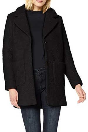 Ichi IHSTIPA JA Damen Wintermantel Wollmantel Winterjacke Kurzmantel mit Druckknöpfen und Reverskragen, Größe:42, Farbe: