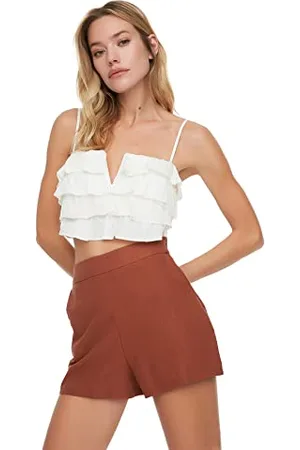 Trendyol Damen Linen Textured Shorts. Casual Shorts, , 40 EU