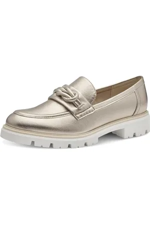 Marco Tozzi Damen Loafer mit Absatz mit Plateausohle Vegan, Beige , 39 EU