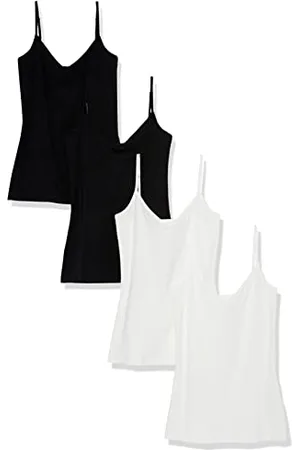 Amazon Damen Strick-Lagen-Camisole mit V-Ausschnitt in schmaler Passform (erhältlich in Übergrößen), 4er-Pack, , XXL Große Größen