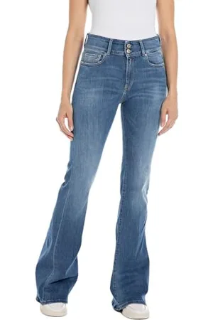 Replay Damen Jeans Schlaghose New Luz Flare mit Power Stretch, (Blau), 30W / 30L
