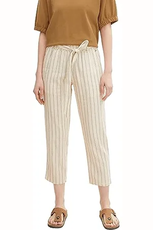 TOM TAILOR Damen Leinenhose mit Streifen 1031453, , XXL