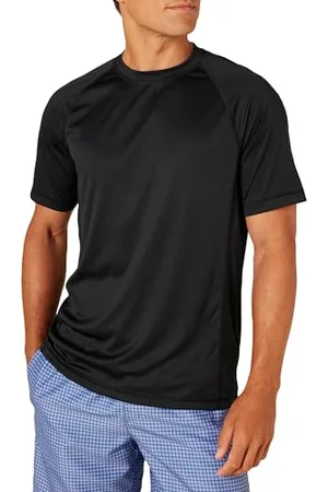 Amazon Herren Schmal Geschnittenes, Kurzärmeliges, Schnelltrocknendes UPF 50-Bade-T-Shirt, , L