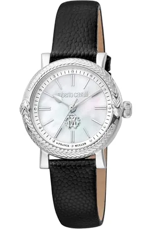 Roberto Cavalli By Franck Muller Damen Analog Quarz Uhr mit Leder Armband RV1L193L0011