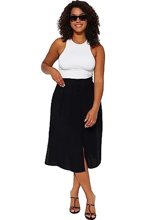 Trendyol Damen Gerade Midi Eine Linie Rock In Übergröße Skirt, , 44 Große Größen EU