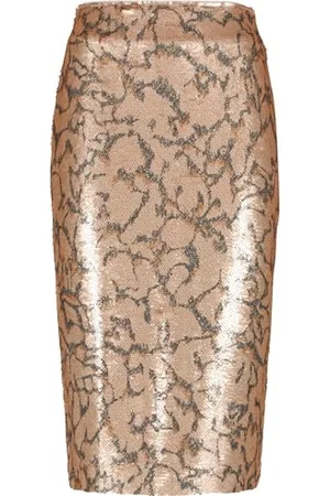 Taifun Damen Glamouröser Rock mit Pailletten Gemustert, Animal-Print knieumspielend 40