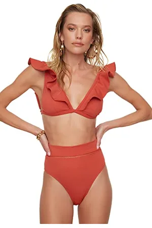 Trendyol Damen Axusar Striped Detailed Six Bikini Bottoms, , 40 EU