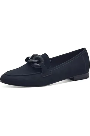 Marco Tozzi Damen Slipper aus Leder Elegant, Blau , 37 EU