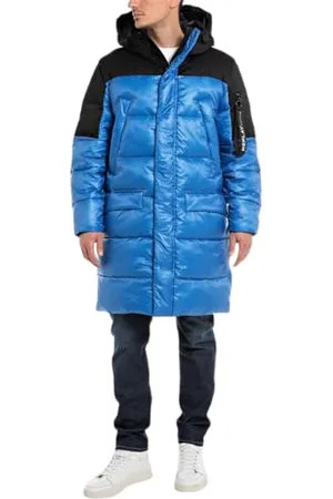 Replay Herren Parka mit Kapuze Winter, (Blau), L