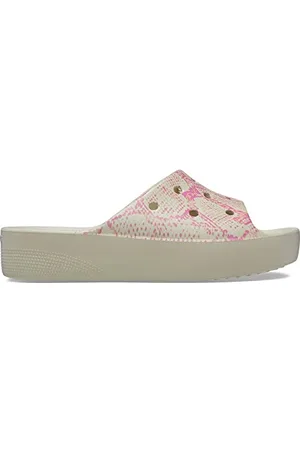 Crocs Damen Classic Platform Slide Schiebe-Sandalen, Bone/Multi, 45 EU