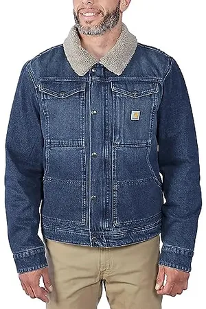 Carhartt Herren Übergangsjacke Relaxed Fit Denim Sherpa-Lined, Farbe: , Größe:2XL