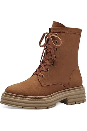 Marco Tozzi Damen Stiefeletten zum Schnüren Winter Plateau, Braun , 39