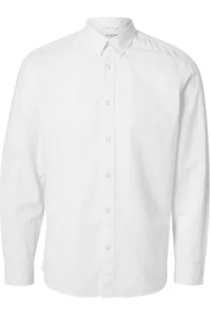 SELECTED Herren SLHSLIMNEW-Linen Shirt LS W NOOS Hemd, White, XXL