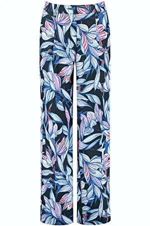 Gerry Weber Damen Gemusterte Leinenhose Wide Leg floral, Gemustert reguläre Länge 36