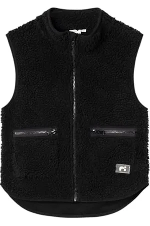 NAME IT Jungen Nkmnoderne Teddy Waistcoat Weste, Black, 146/152