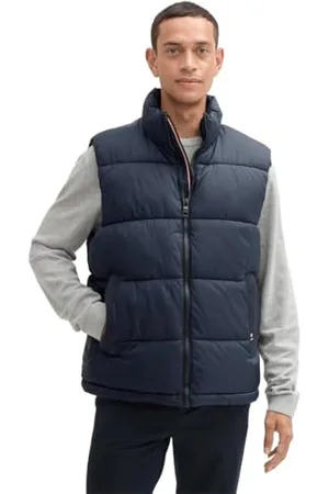 TOM TAILOR Herren 1042204 Puffer-Weste mit Stehkragen, 10668-Sky Captain Blue, XL